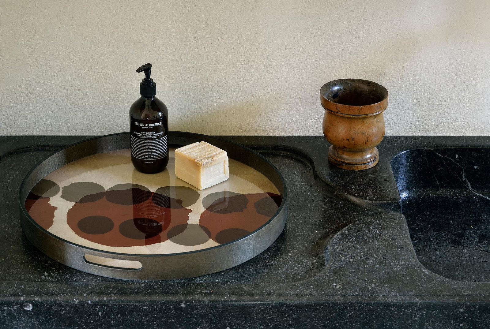 Slate Layered Dots Glass Tray