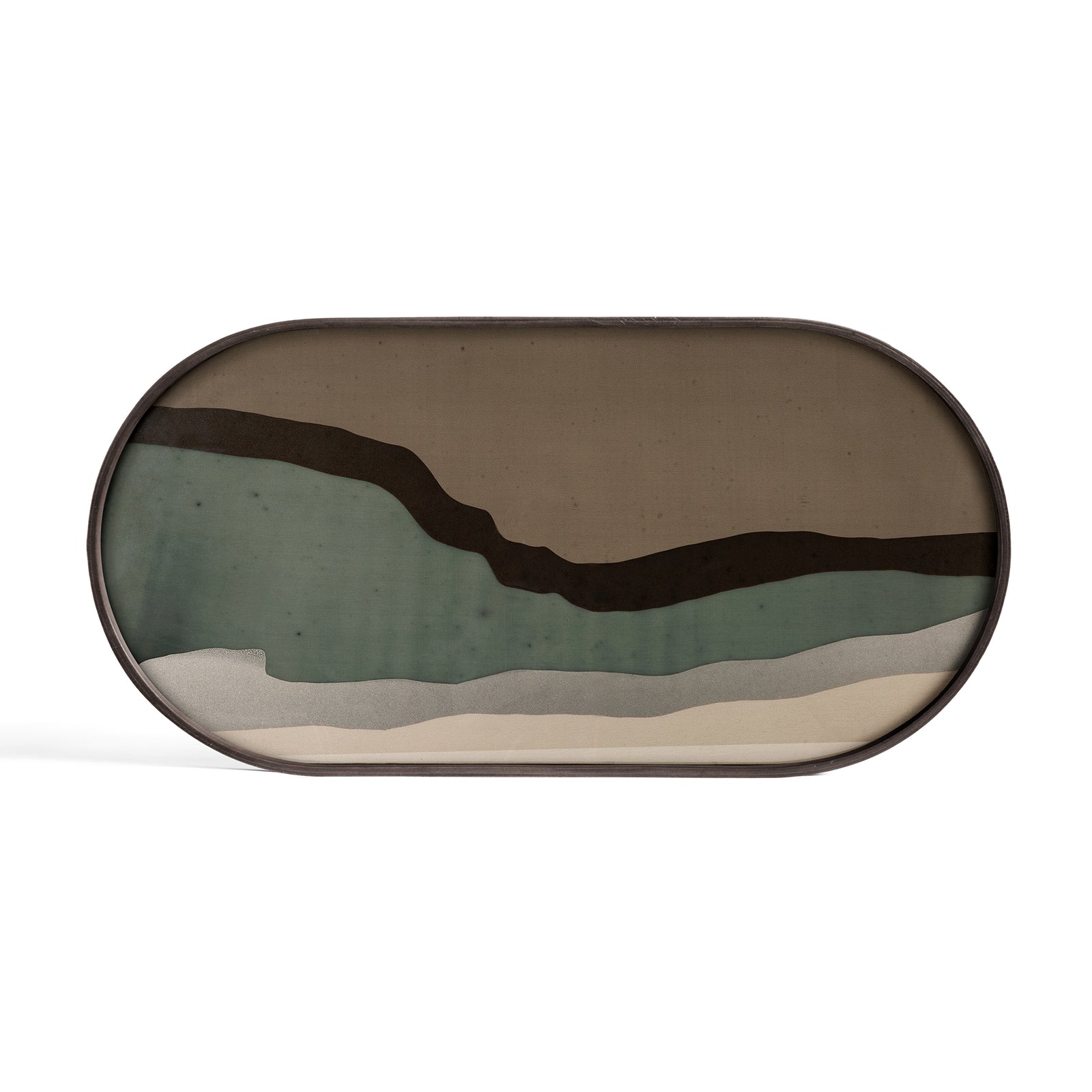 Oblong Graphite Wabi Sabi Glass Tray