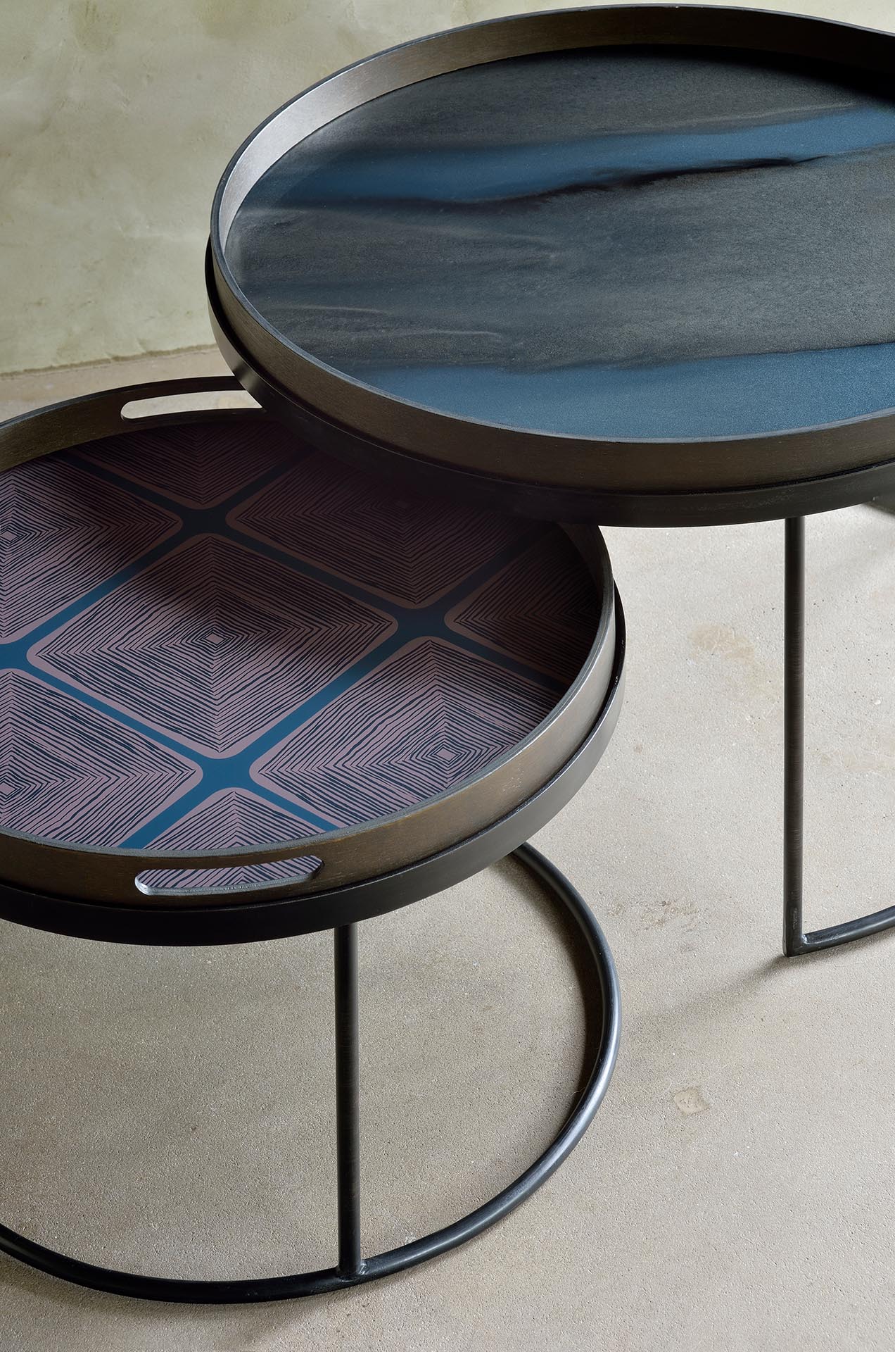 Midnight Linear Squares Glass Tray