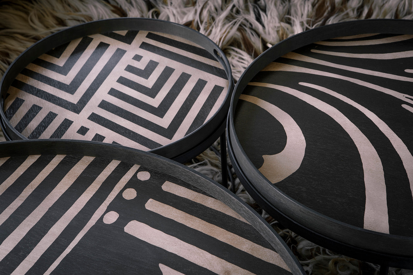 Graphite Chevron wooden tray