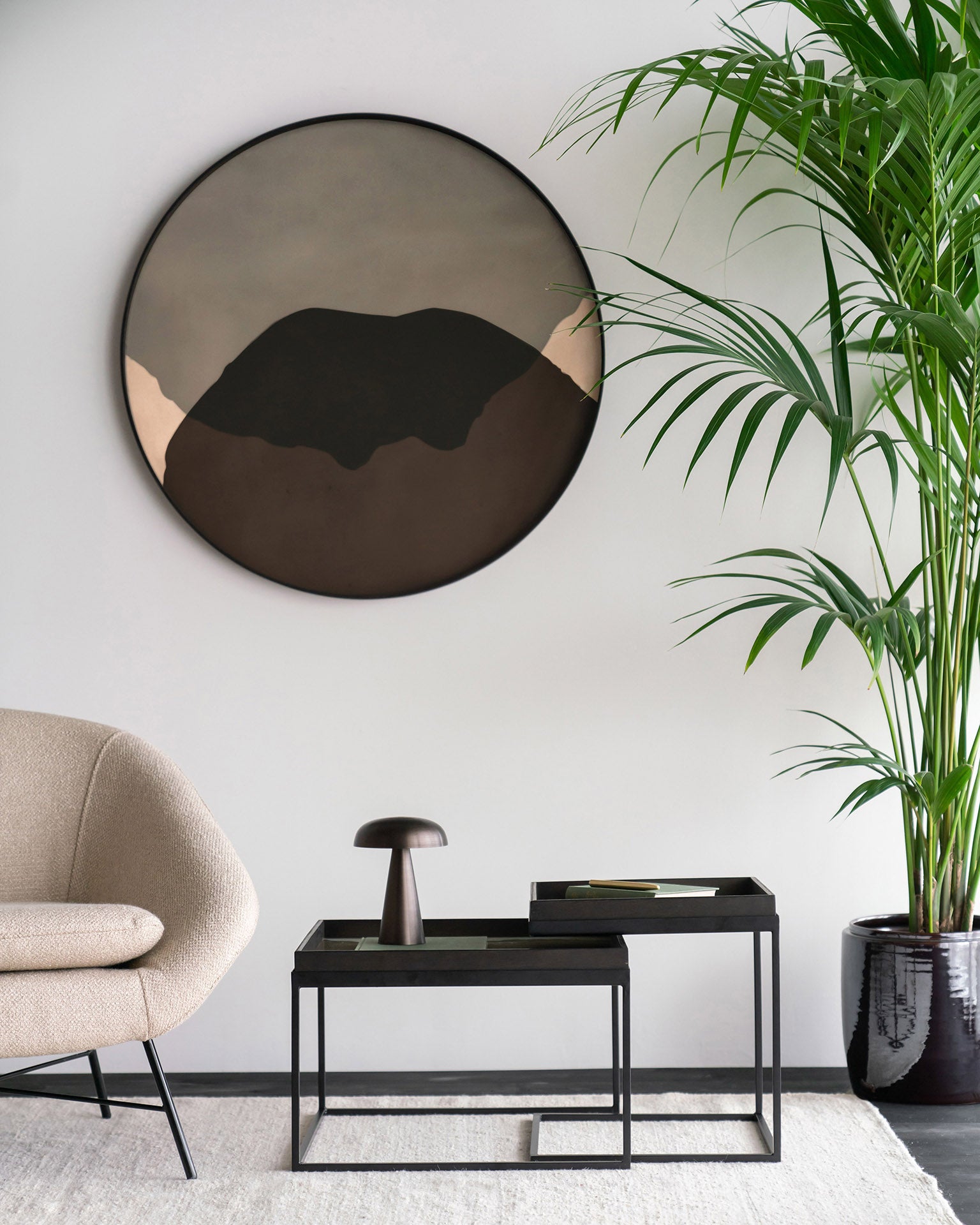 Graphite Combined Dots Glass Tray