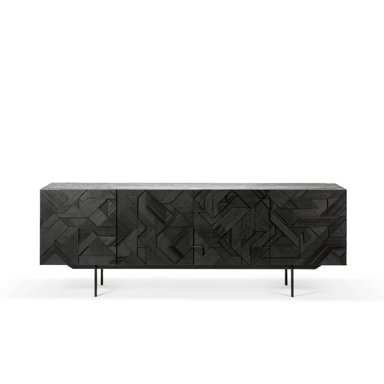 Teak Graphic Black Sideboard